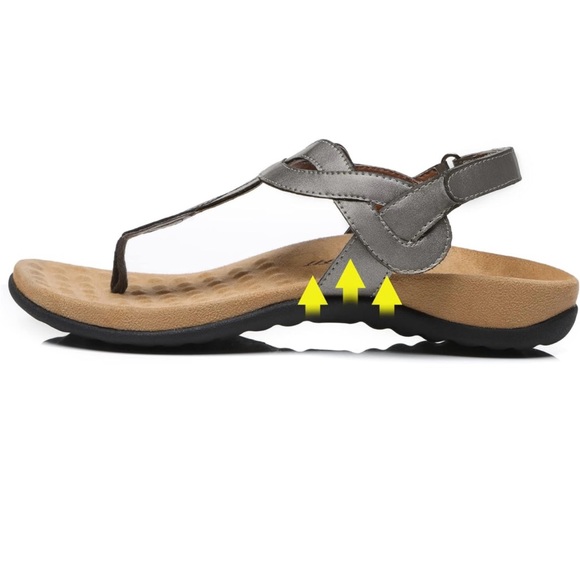 Athlefit Women's Orthopedic Arch Support Sandals, gray/silver size 8 like new - Picture 4 of 8